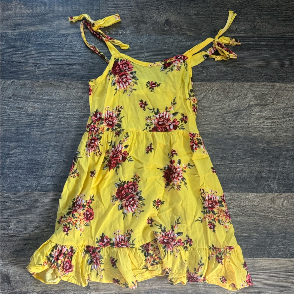 Floral Yellow Sundress with Tie Straps